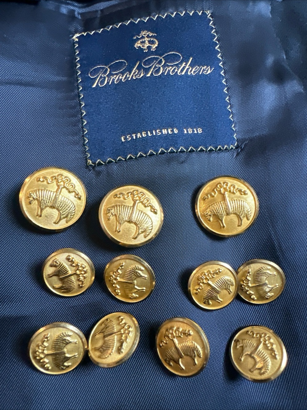 Brooks Brothers Gold Waterbury Golden Fleece Replacement Shank Buttons Set of 12